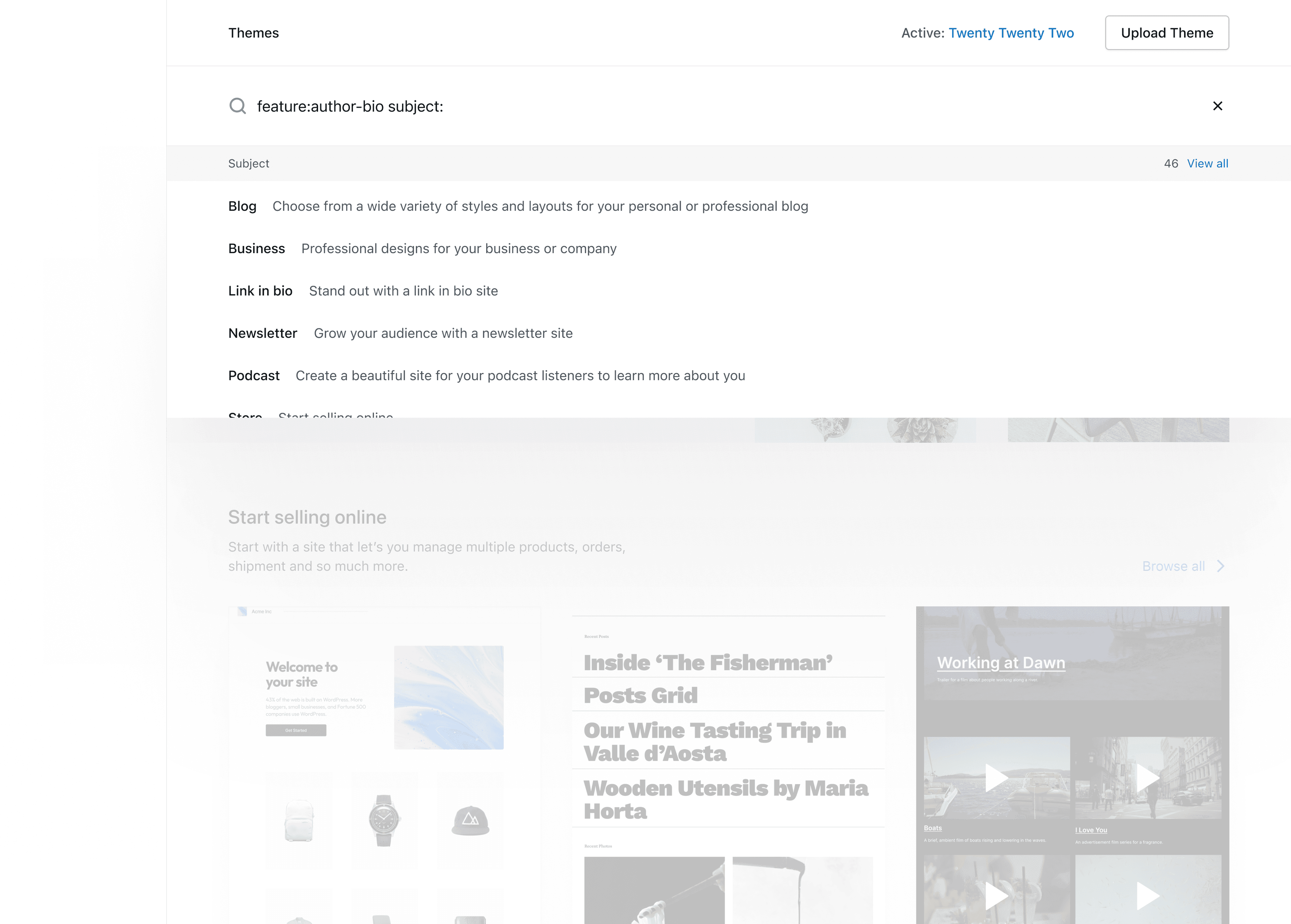 filtering themes